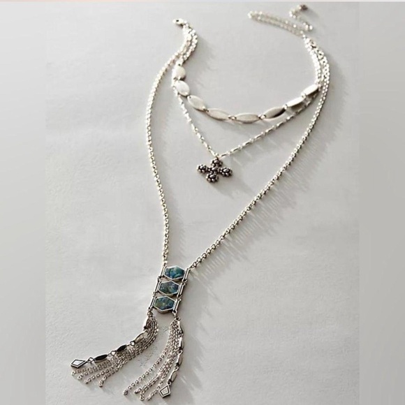 Free People Silver Toned Layered Necklace NWT - Picture 6 of 7